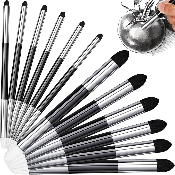 Kosiz 24 Pcs Blending Sponge Pen Double Headed Rub and Buff Washable Sketch by Kosiz
