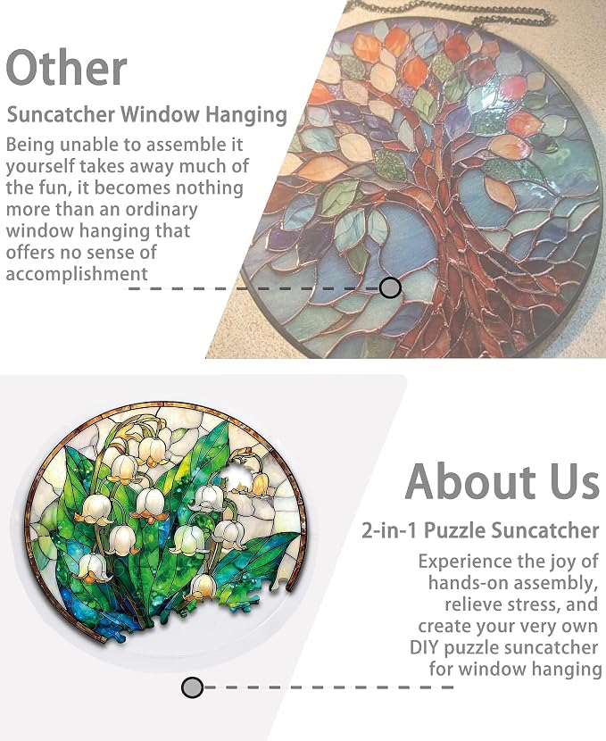 Acrylic Puzzle Suncatcher, Lily Valley White Sun Catcher - Image 5