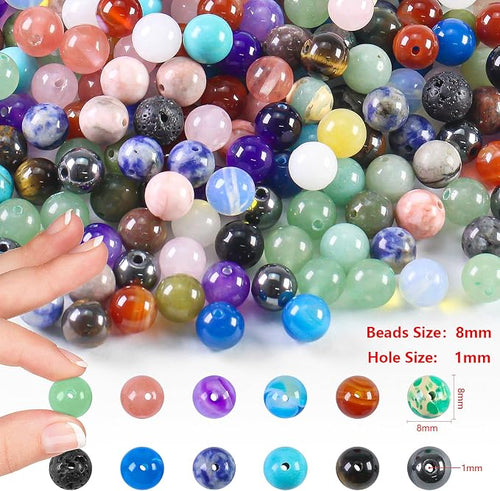 0.5lb 280pcs Natural Stone Beads Multicolor Random Mixed Assorted Round Loose - Image 2