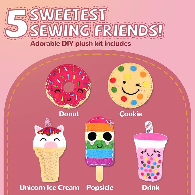 Cymbana Kids Sewing Kit, DIY Food Felt Plush Donuts, Ice Cream Kids Crafts | - Image 2