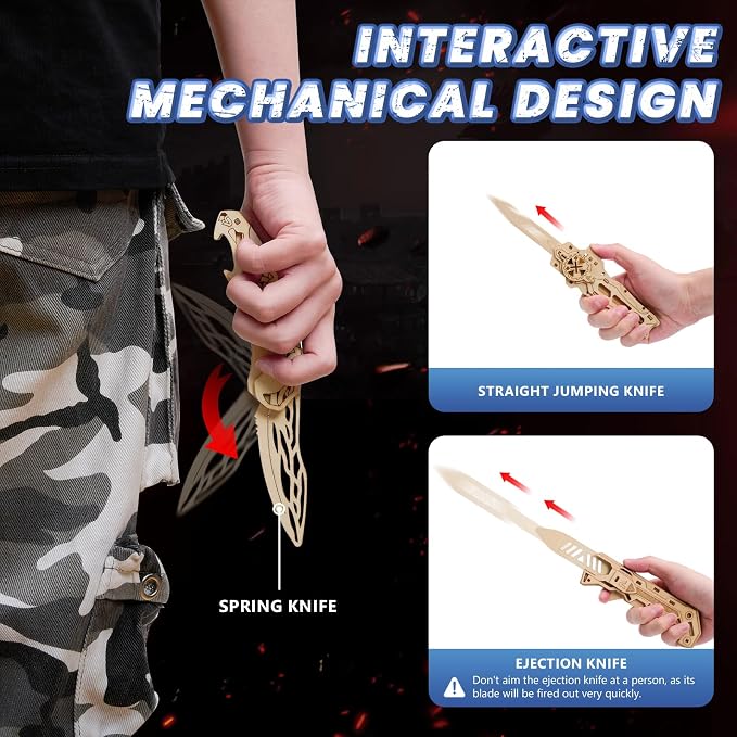 3D Wooden Puzzle for Adults: 3-in-1 DIY Wooden Puzzles Knife Kit - Image 2