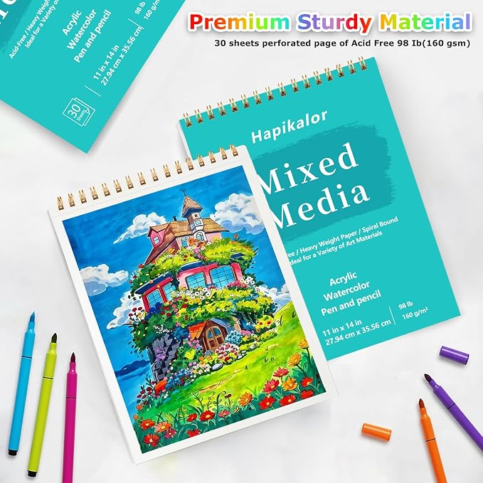 Sketch Book Mixed Media Pad, 30 Sheets 98lb/160gsm Acid-Free Drawing Paper - Image 3