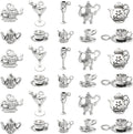 DanLingJewelry 100Pcs 10 Styles Antique Silver Afternoon Tea Theme Charms Tea by DanLingJewelry
