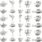 DanLingJewelry 100Pcs 10 Styles Antique Silver Afternoon Tea Theme Charms Tea by DanLingJewelry