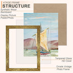 KTKDE 8x10 Picture Frame Set of 4, Ornate Vintage Gold Photo Frames - Image 2