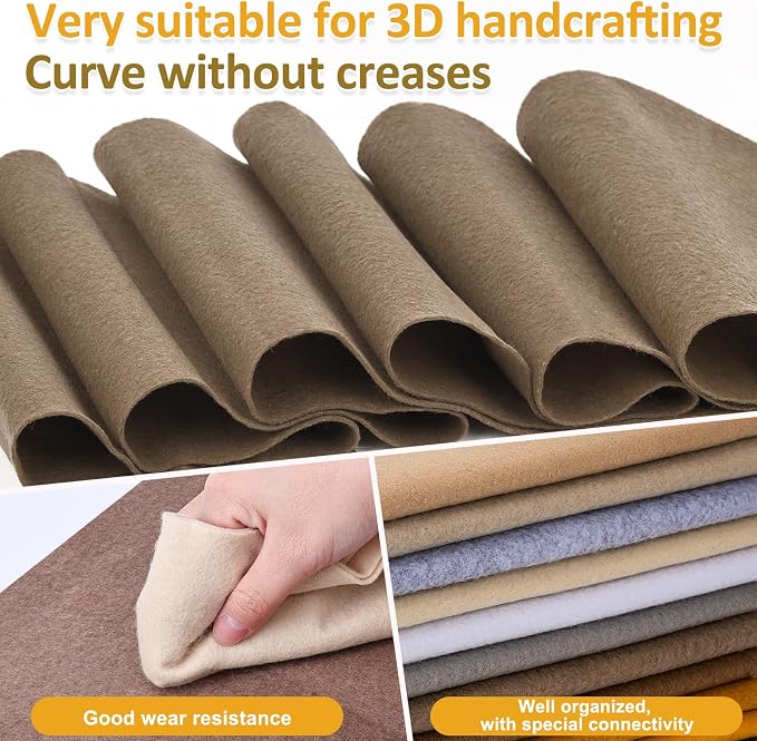 12 Rolls 8"x35" 1.4mm Thick Soft Felt Fabric Sheet 12 Assorted Brown Series - Image 4