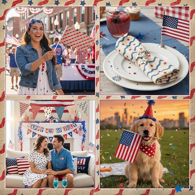 HunnmingRe 20 Pcs 10x10'' Patriotic Quilting Fabric Square 4th of July Precut - Image 6