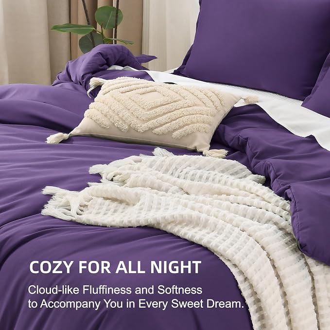 Litanika Dark Violet Purple Comforter Set California King Size, 3 Pieces Cal - Image 7