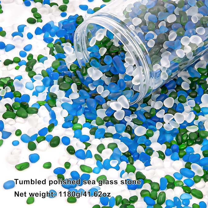 QEQEKAKA Sea Glass Stones for Crafts About 2.75LB (1180g/41.62oz Glass Pebbles - Image 4