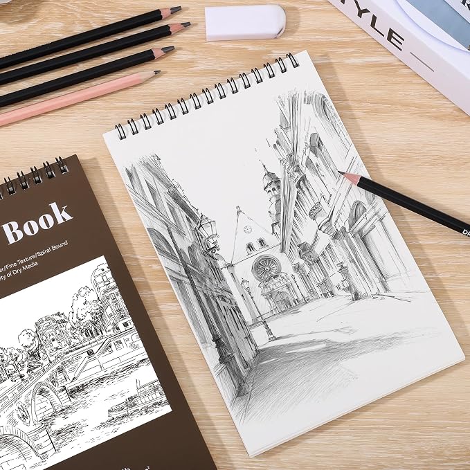 4 Pack Small Sketch Books, 5.5 x 8.5 Inch Mini Sketchbook, 68lb/100gsm Spiral - Image 5