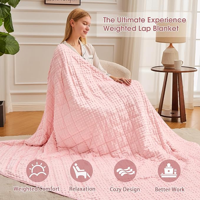 Pink Weighted Blanket for Adults 20lbs, Twin Full Size Cooling Minky Heavy - Image 4