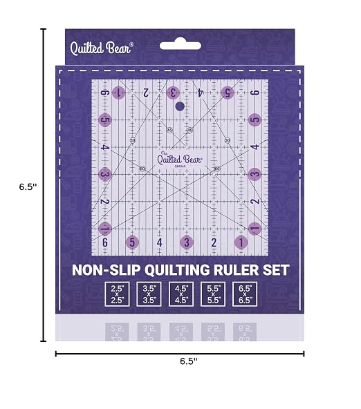 The Quilted Bear Small Quilting Ruler Bundle, 5.5" & 6.5" | 5 Square-Ruler - Image 10