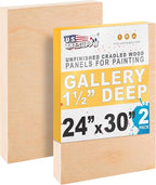 U.S. Art Supply 24" x 30" Unfinished Cradled Wood Panels by USArtSupply