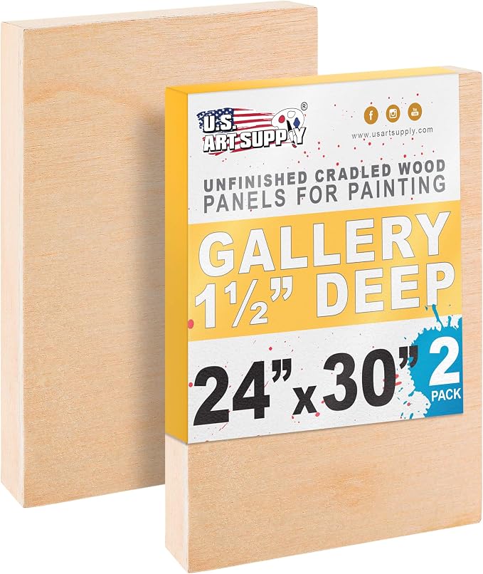 U.S. Art Supply 24" x 30" Unfinished Cradled Wood Panels by USArtSupply