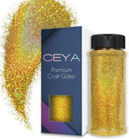 Ceya 3.8oz/ 110g Holographic Ultra Fine Glitter Powder Laser Cyan Gold Glitter by CEYA