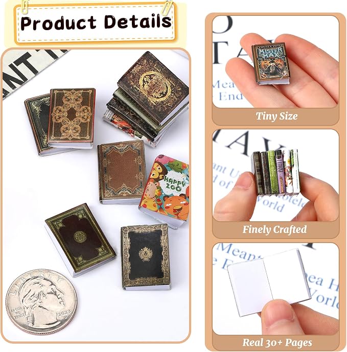 24PCS Miniature Books for Dollhouse, 1:12 Scale Mini Books | 24 pcs miniature - Image 3