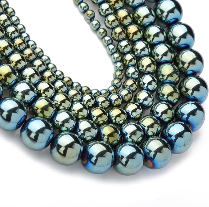 Zenkeeper 108Pcs Green Hematite Stones Beads Spacer Loose Beads Bulk - Image 2