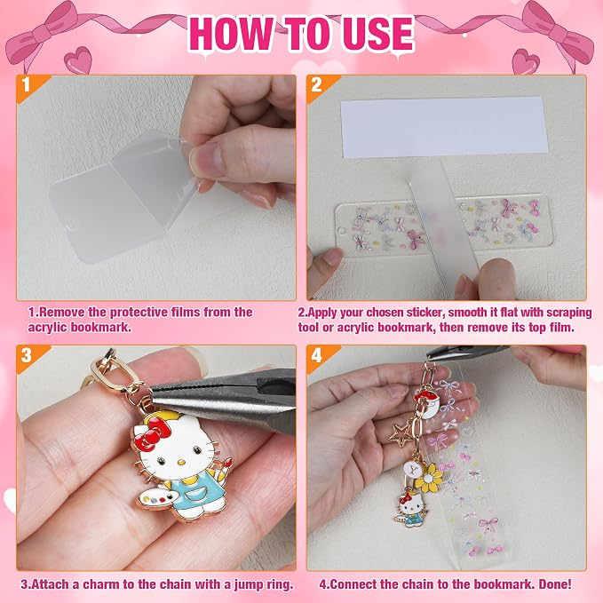 106 Pcs Bow Acrylic Bookmark Blanks Thicken 8 DIY Bookmark Making 10 Bow UV DTF - Image 4
