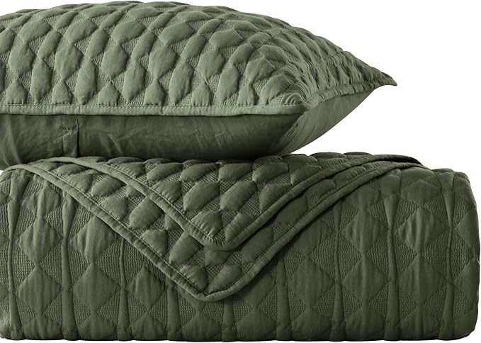WDCOZY Olive Green Twin Size Quilt Bedding Set - Image 9