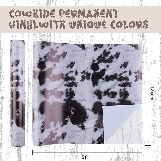 Tintnut Cow Cowhide Pattern Permanent Vinyl Adhesive Vinyl Roll 12in x 5ft | - Image 2