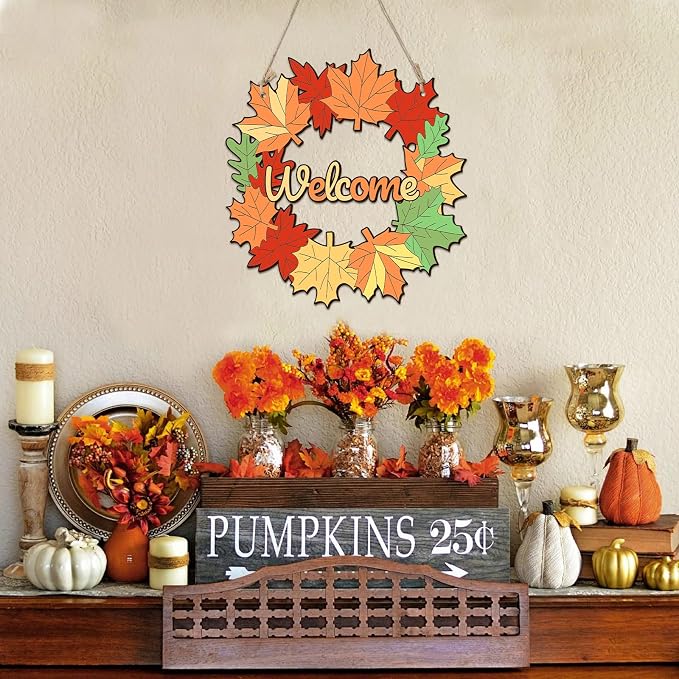 Unfinished Fall Wreaths Wood Crafts to Paint Set of 3, Unfinished Wood Cutouts - Image 3