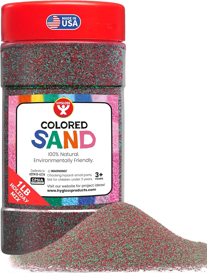 Hygloss Colored Sand – Holiday Red & Green Color Festive Craft Sand by HyglossProductsInc