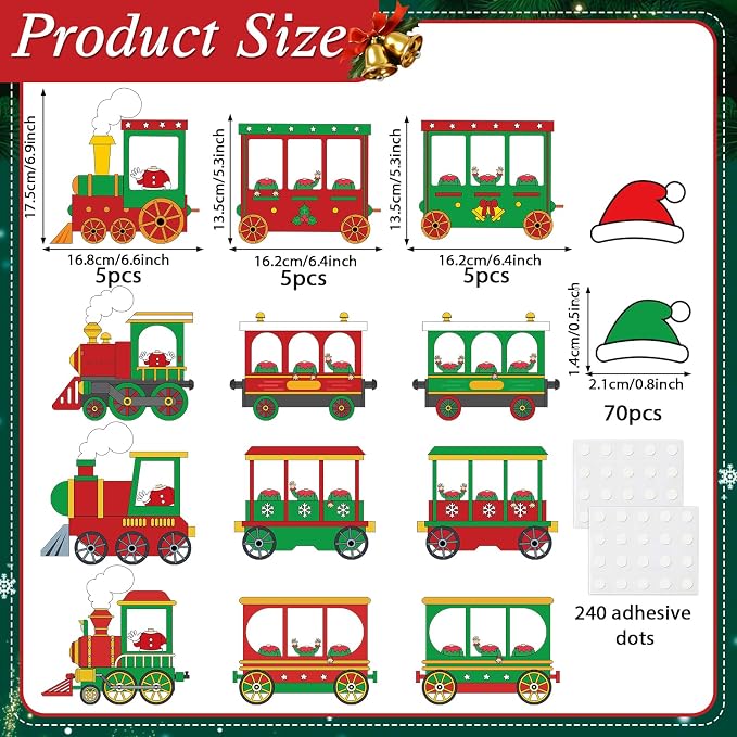 60pcs Christmas Theme Cutouts Xmas Trains Bulletin Board Decoration Set - Image 2