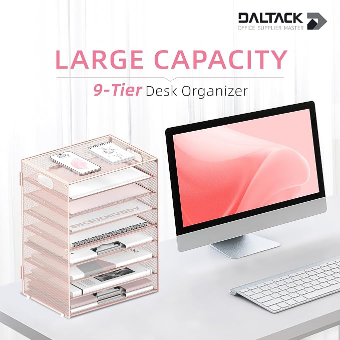 DALTACK 9-Tier Paper Organizer for Desk, Mesh Letter Tray Desk Organizer - Image 2