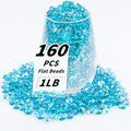 1 LB Sea Blue Flat Glass Beads, 160-180PCS Small Glass Marbles, Mini Flat Round by Foncomy