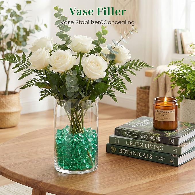 DomeStar 150PCS Fake Ice, Vase Fillers Green Acrylic Fake Diamonds Plastic Gems - Image 3