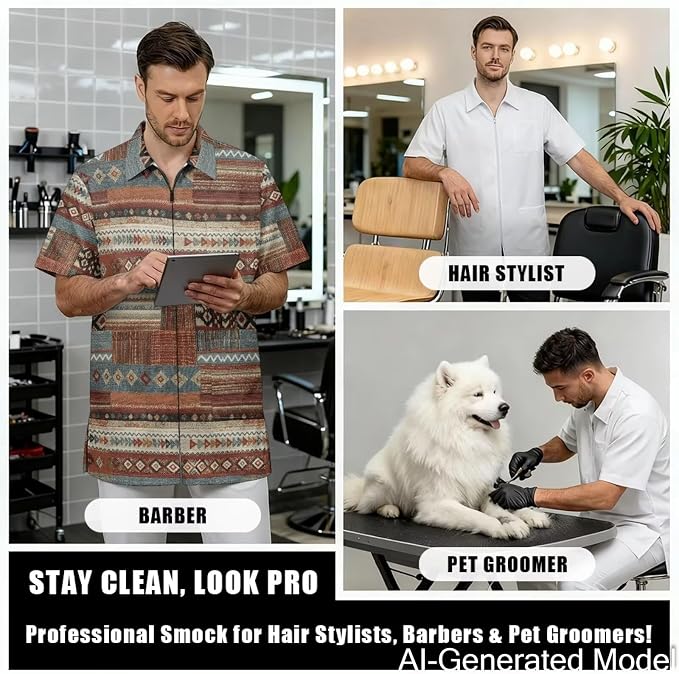 Professional Grooming Smock Unisex, Water Resistant Anti-Static | Hairdresser - Image 4