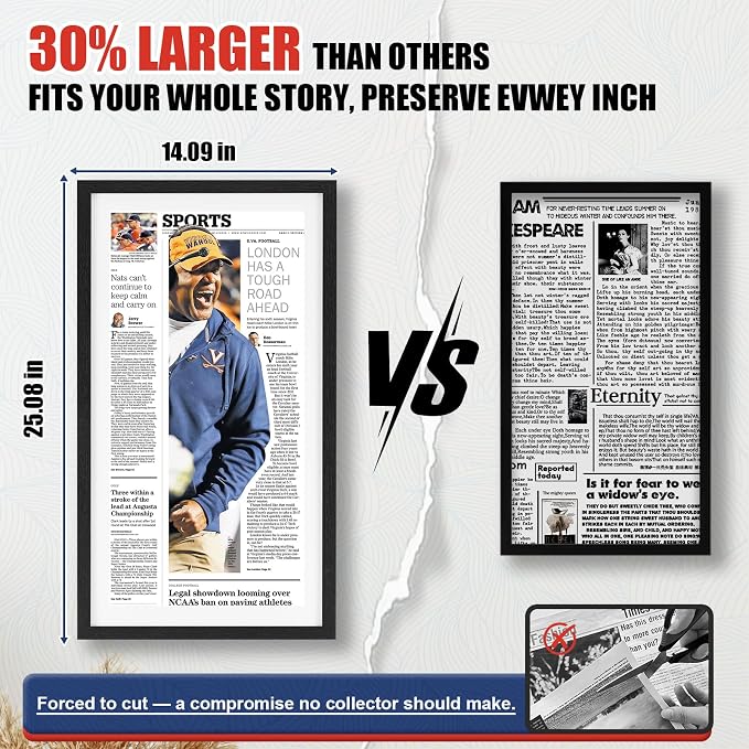 JupDec 11 × 22 Up to 13 × 24 Newspaper Frame, Premium Wood Display Case - Image 3