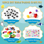 WATINC 12Pcs Hand Puppet Making Kit, Art Craft Felt Sock Puppet Toys, Creative - Image 2