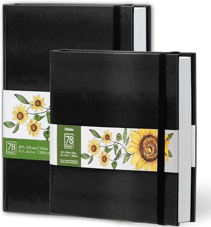 Ohuhu Sketchbook Marker Paper Pad: 2 Pack 8.3"x8.3"&8.3"x11.7" Art Sketch Book by Ohuhu