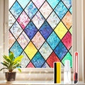 Window Privacy Film Stained Glass 17.5" x 157.4" Rainbow | Static cling – no by Unknown