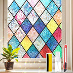 Window Privacy Film Stained Glass 45.2" x 78.7" Rainbow | Static cling – no glue by Unknown