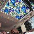 Bloss Blue Iris Flowers Sunroof Film Floral Rainbow Effect Static Clings Window by Bloss