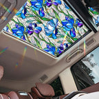 Bloss Blue Iris Flowers Sunroof Film Floral Rainbow Effect Static Clings Window by Bloss