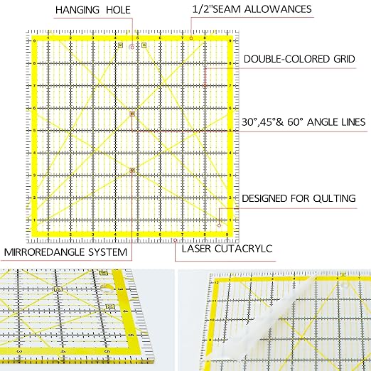 Quilting Rulers, Acrylic Quilt Ruler, 4 Square Fabric Cutting Ruler, Quilting - Image 4