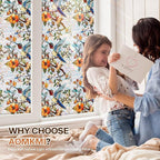 Stained Glass Window Film UV Resistant Window Privacy Film, Hummingbird Floral - Image 2