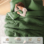 MUXHOMO 5 Pieces Twin XL Comforter Set, Seersucker Bed in a Bag Twin XL Size - Image 2