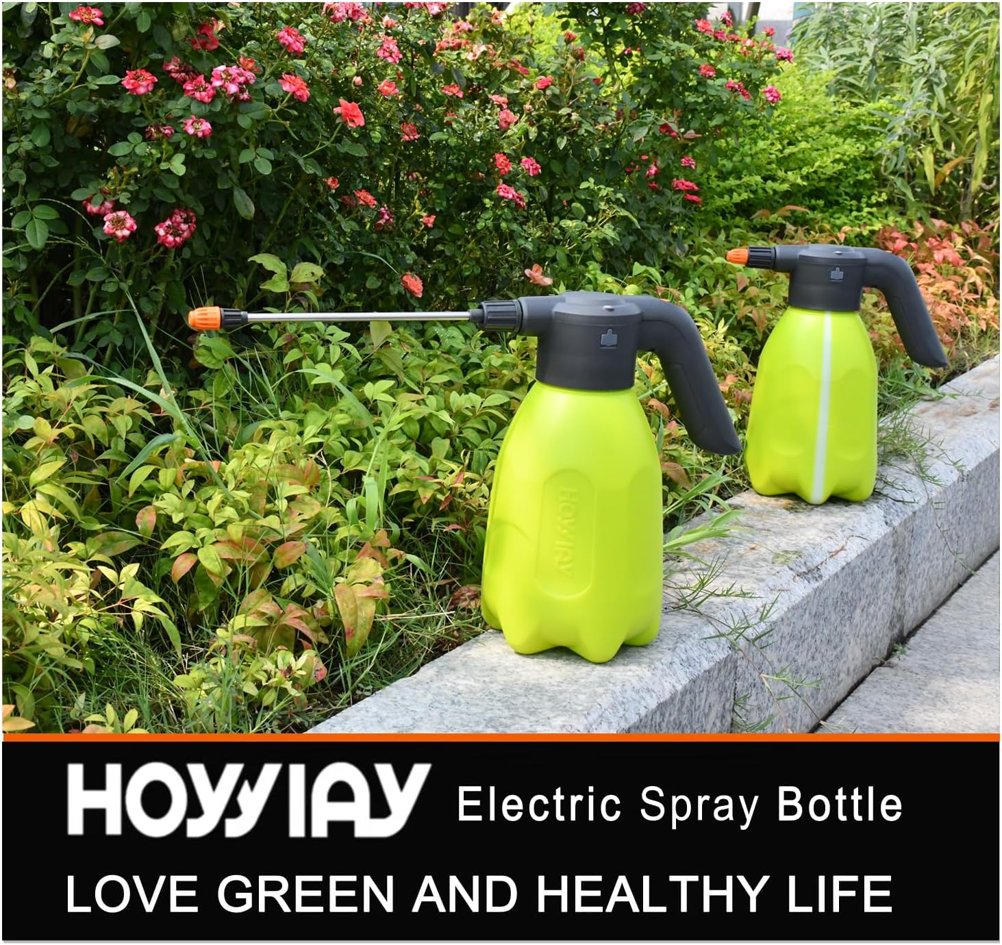 0.5 Gallon Electric Spray Bottle - Garden Sprayer & Plant Mister with Adjustable Nozzles, Rechargeable Battery Powered, Automatic Watering Can for Indoor/Outdoor Plants