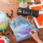 Shuttle Art Fabric Paint, 15 x 12ml Tubes Permanent Soft Fabric Paint - Image 5