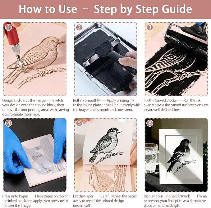 Linocut Kit for Printmaking, Linoleum Blocks for Printmaking Supplies, Block - Image 5