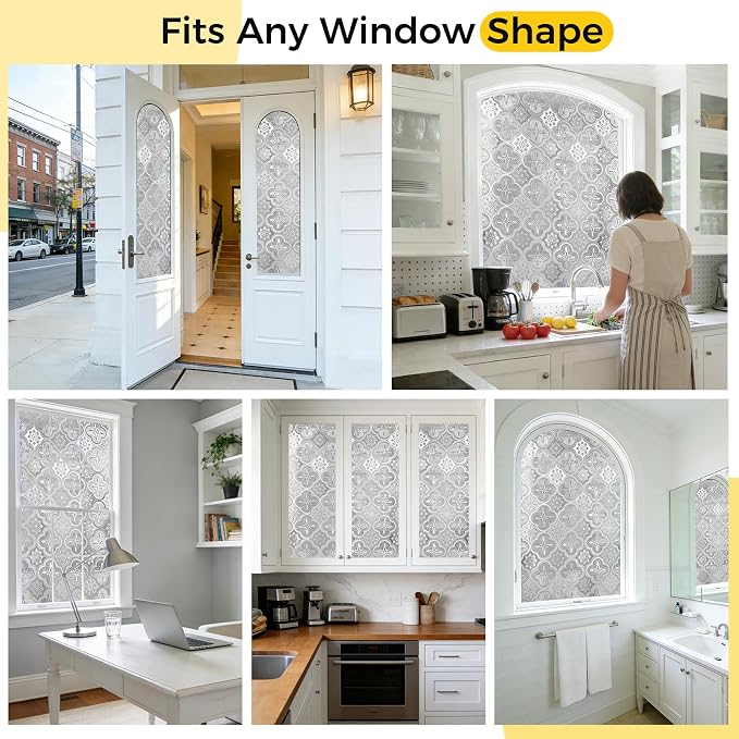 Window Privacy Film Decorative for Front Door, Bathroom Static Cling Stained - Image 8
