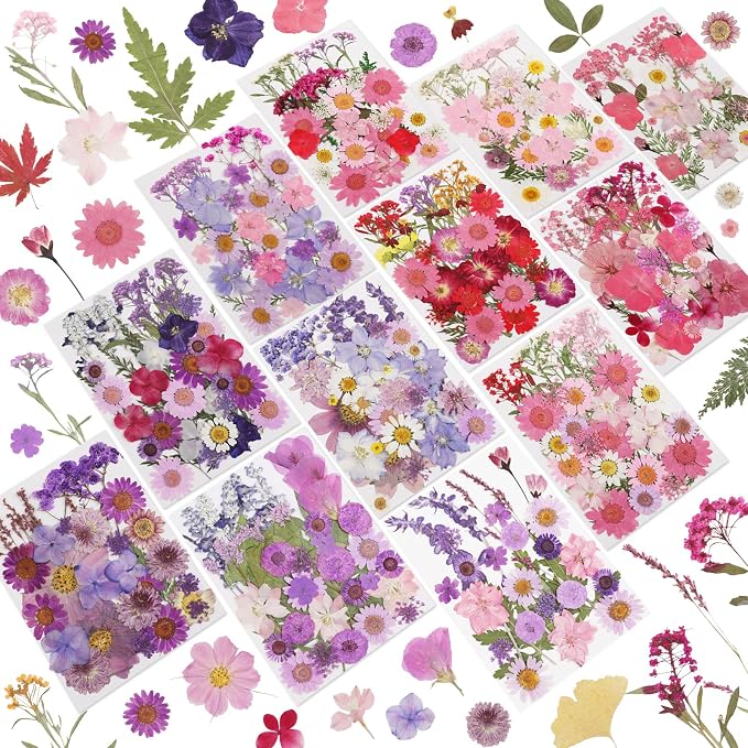 NESCCI 412 Pcs Purple Pink Dried Flowers by NESCCI
