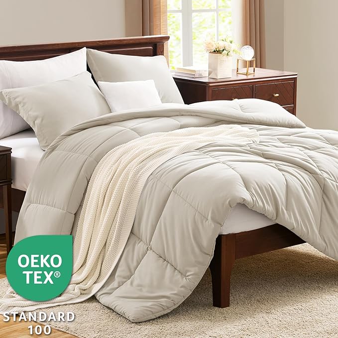 CozyLux Twin/Twin XL Comforter Set Beige - Image 3
