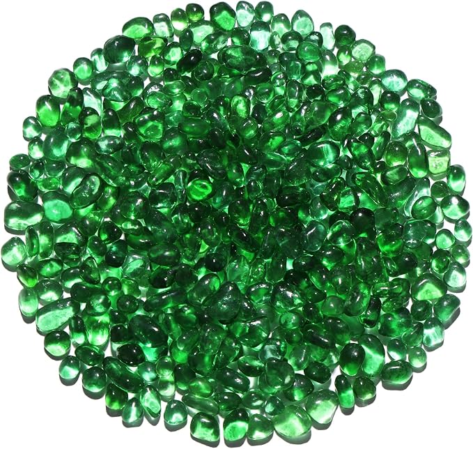 QYGL 0.55LB Green Clear Glass Pebbles, Tumbled Sea Glass Stones by QYGL