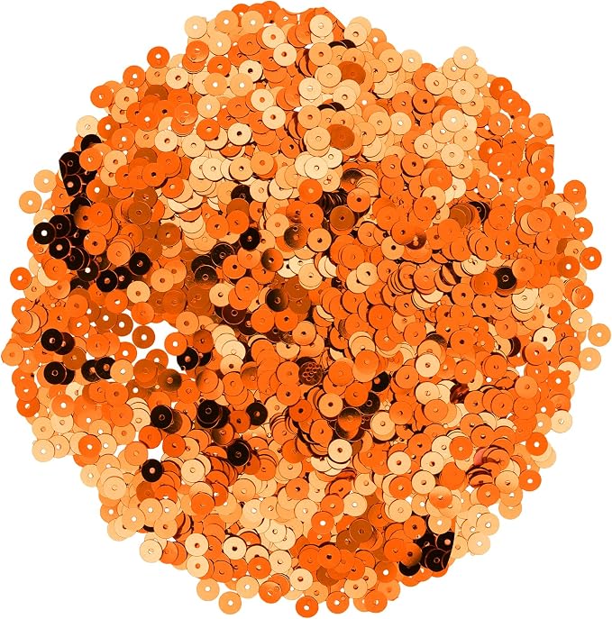 Mandala Crafts 6mm Flat Round Orange Sequins - Image 2