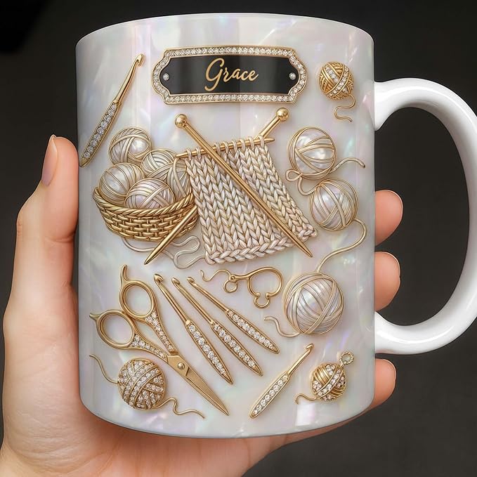 Personalized Crochet Mug for Women, Custom For Crochet Lover Gifts - Image 2